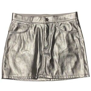 Abercrombie & Fitch Metallic Silver Faux Leather Mini Skirt Womens Size 28/6